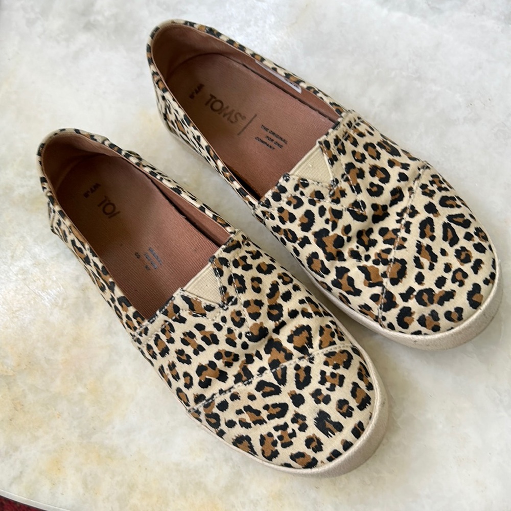 Tom’s leopard print slip ons - size 7.5